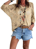 ⏰Last day sale 20% OFF🔥Hot Sale-Womens Bohemian-Inspired Beige Crochet Top with V-Neck